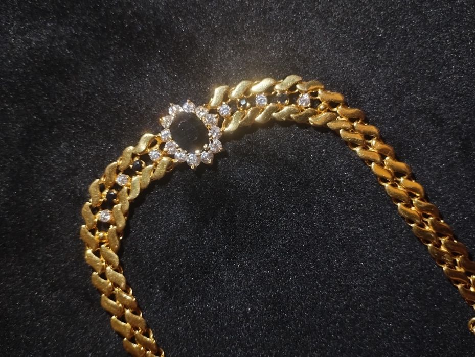 Brățară Aur 18K/13,11g Safire&Cubic Zirconia — Lucrătură italiană eleg