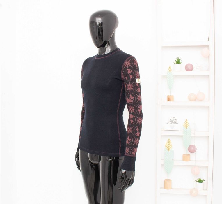 Janus мъжка блуза от мериносна вълна дълъг ръкав термо бельо черна S