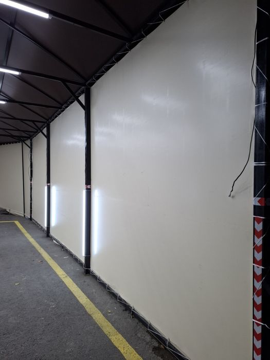 Установка баннер и тент, прозрачные сарафаны