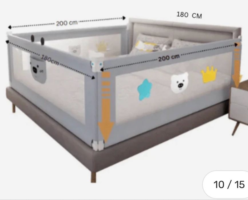Set de bariere de protectie culisante pt pat 180x200