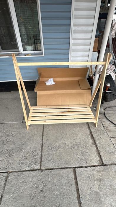 Стойка для одежды с полкой для обуви (дерево)