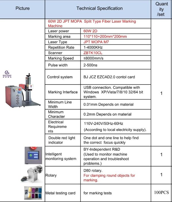 JPT Mopa M7 60W fiber laser