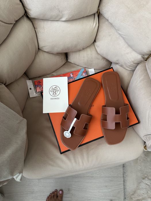 Papuci hermes oran piele naturala
