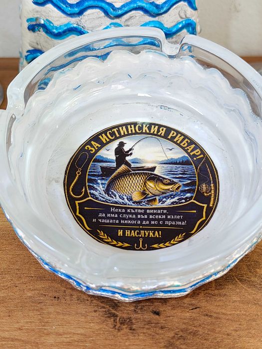 Луксозен ръчно декориран комплект „РИБАР“ – уникален подарък за всеки запален риболовец
