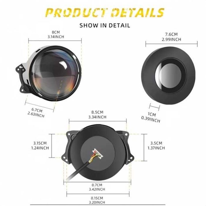 Комплект 3D LED халогени дяволски очи Devil Eyes с лупи 3" 8см 12V