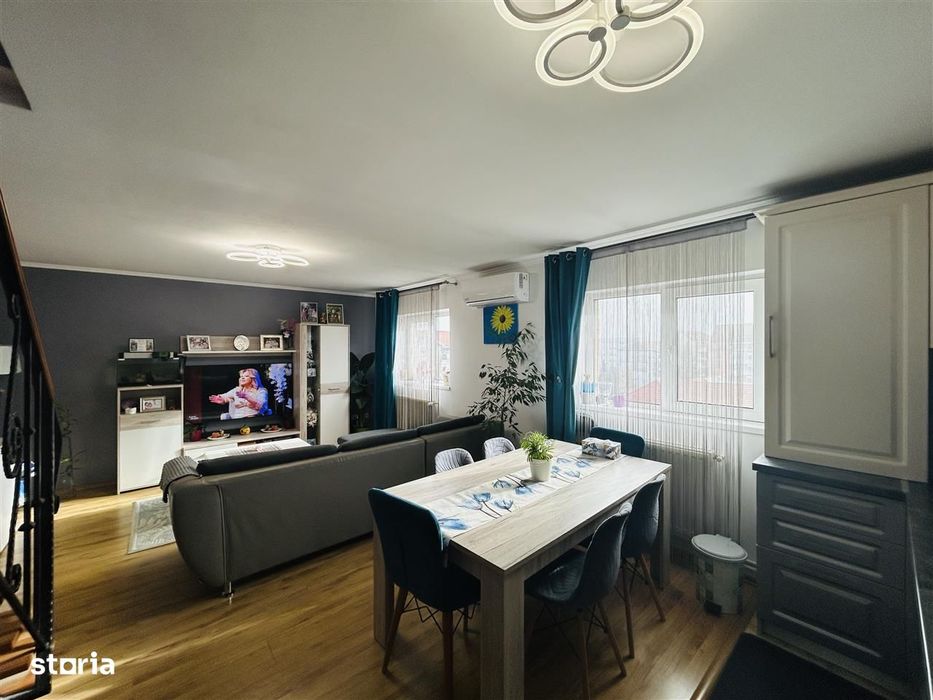 Apartament 3 camere tip mansarda pe 2 niveluri, mobilat modern – Ced