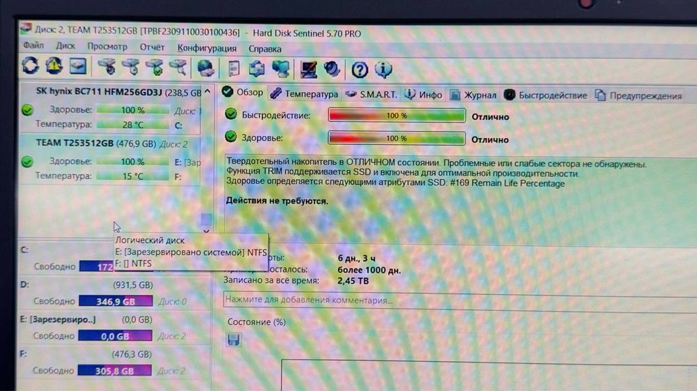 б/у SSD TeamGroup SATA 512GB