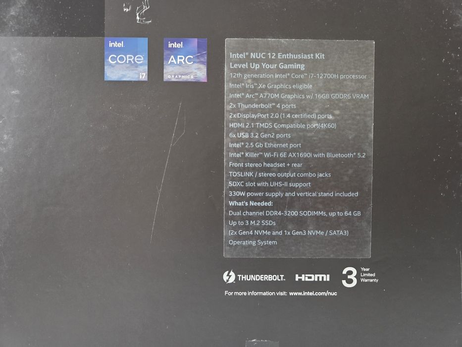 Intel NUC 12 Enthusiast Kit i7-12700H / Video dedicat Arc A770M / 32GB RAM / Garantie emag 29.11.2026 / Full Box