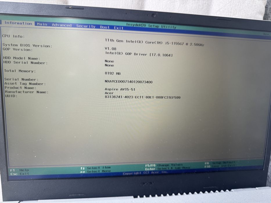 Laptop Acer Aspire Vero AV15-51 cu procesor Intel® Core™ i5-1155G7