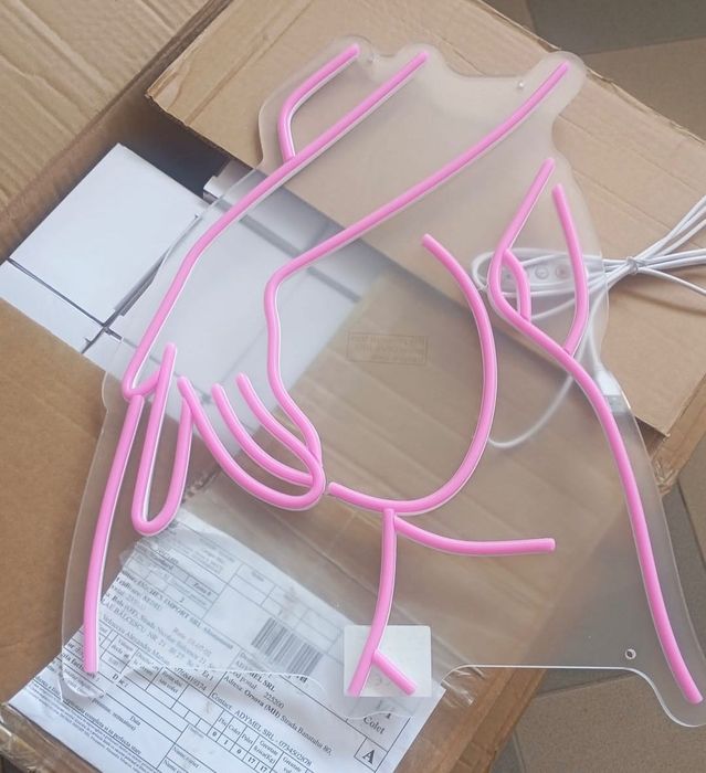 Neon Sexy Lady – Lumina LED Roz 40 x 34 cm, Montaj pe Perete