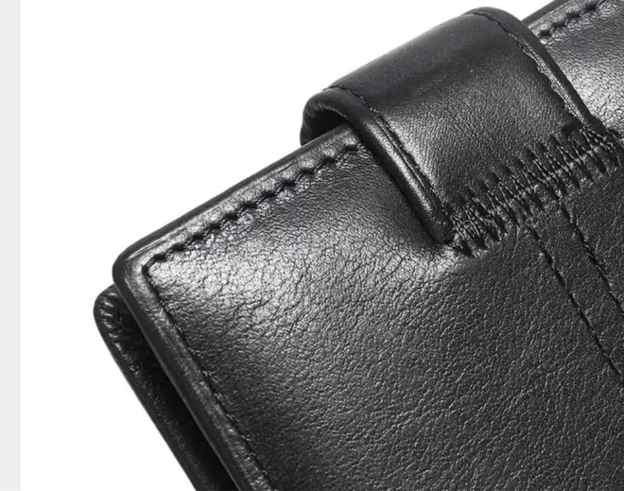мъжки портфейл от естествена кожа телешки бокс джоб монети документи