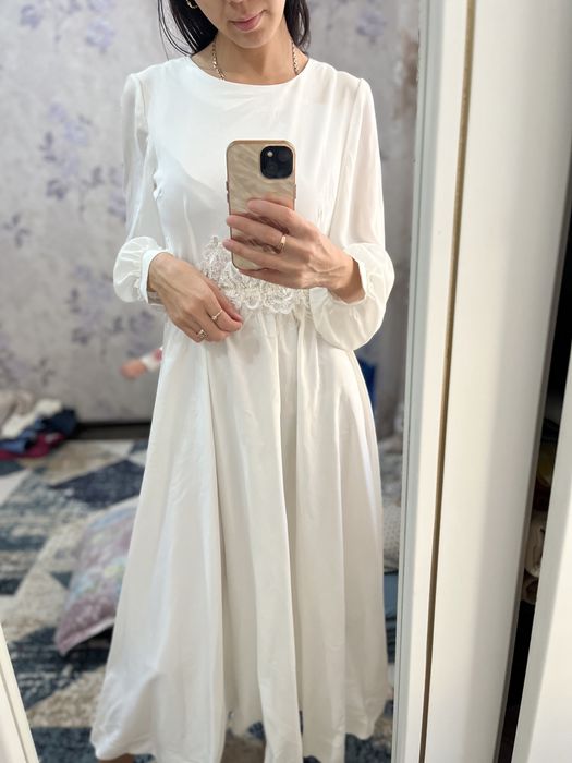 Платье белый французский  длина