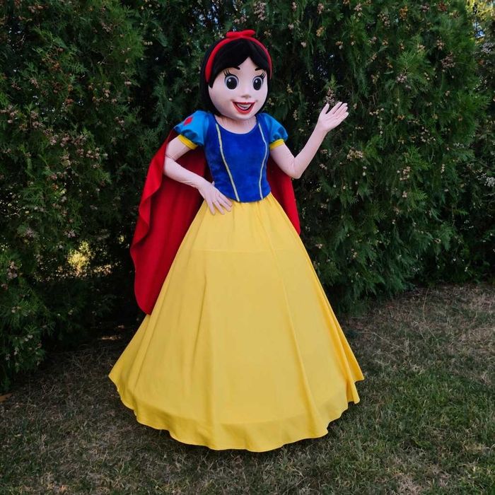Costum Mascotă Alba ca Zăpada Snow White 3D Profesional, Prințesă de Poveste, Handmade pentru Adulți, Petreceri, Serbări și Evenimente