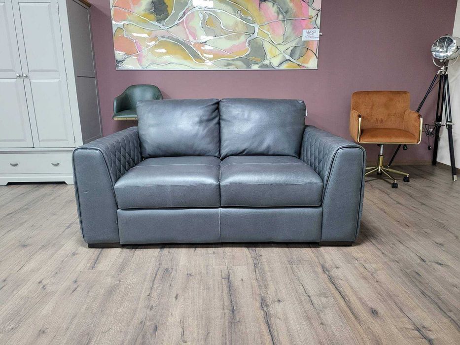 Сив кожен диван двойка