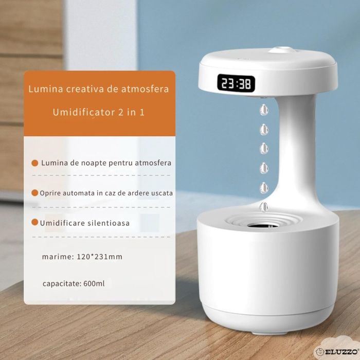 Umidificator Anti Gravity, Lumina Ambientala, NOU (nu se afiseaza ora)