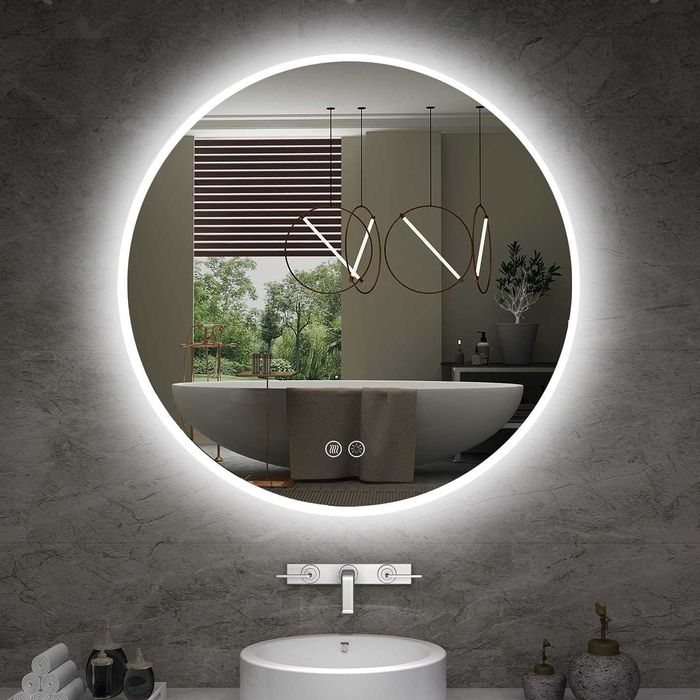 Oglinda baie Led rotunda 80 cm ,dezaburire,3 tipuri lumina