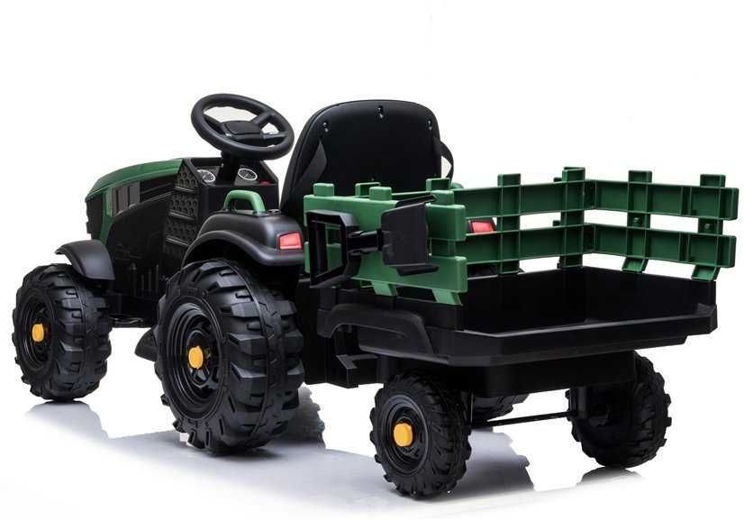 Tractor electric cu remorcă BDM0925, 12V, 2x45W, verde, cu telecomandă