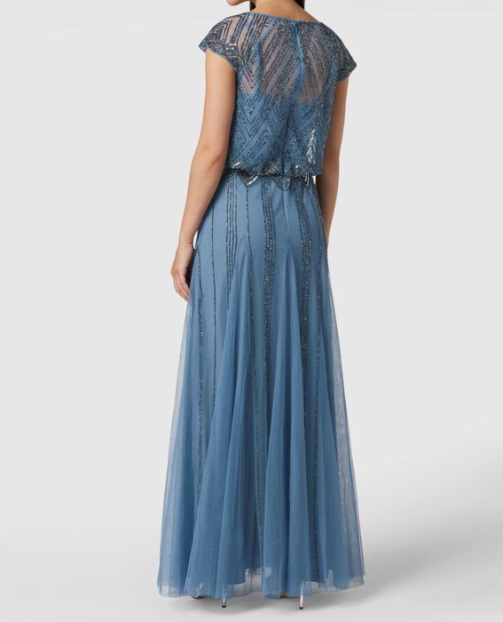 НОВА дълга дамска рокля от тюл изцяло с камъни LACE&BEADS (Л)