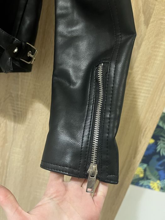 Черно кожено яке, размер S