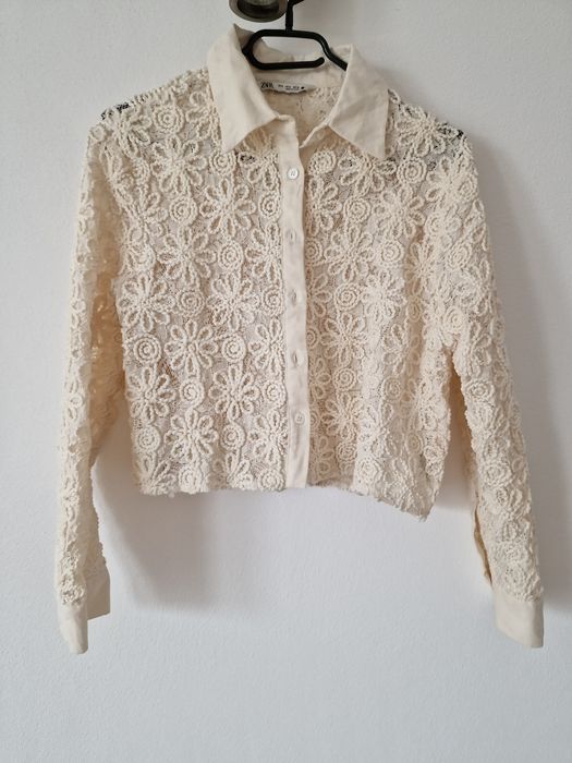 Sacou scurt, crem cu modele