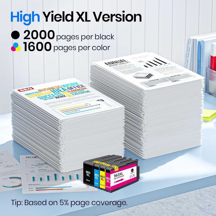 Мастилени касети Gureef 963XL за HP Officejet Pro 9010, 4 броя