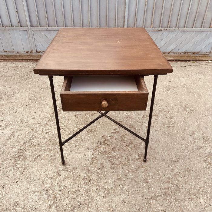 Италианска винтидж маса с чекмедже – Mid Century, метална конструкция