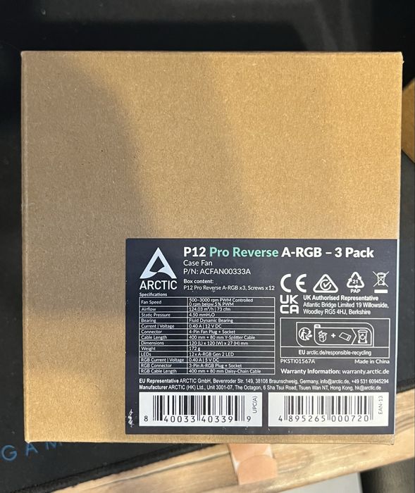 Pachet 3 ventilatoare Arctic P12 Pro Reverse A-RGB