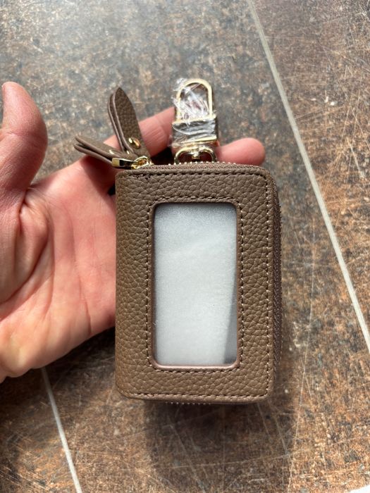 Кафяв калъф за ключове за кола, дистанционно за кола, ключодържател