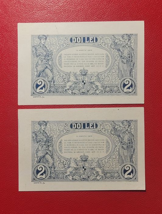 Bancnote 2 lei 1915 Danielopol bani vechi