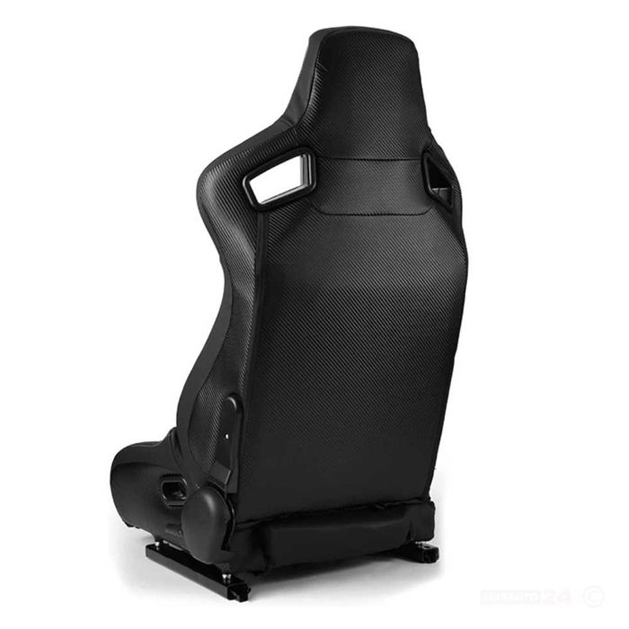 Спортни седалки за автомобил, еко кожа, черни/червени