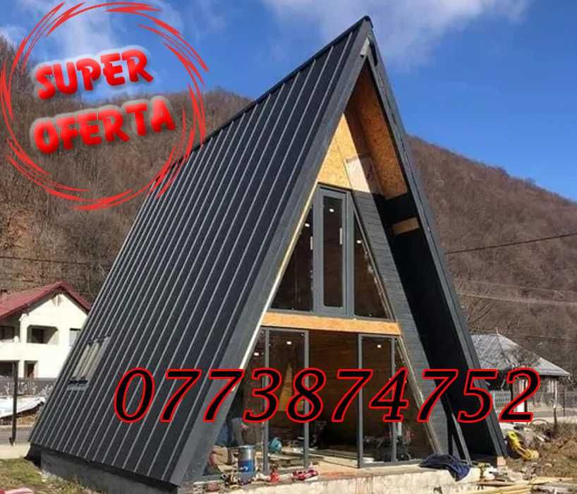Cabane tip A frame la cheie, case modulare pe structura metalica