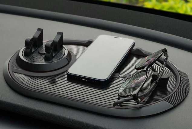 Suport auto telefon, antiderapant, multifunctional, negru