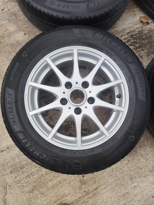 Set 4 jante aluminiu Hyundai, KIA. 5x114,5. Cu anvelope de vară. 195/65R15.