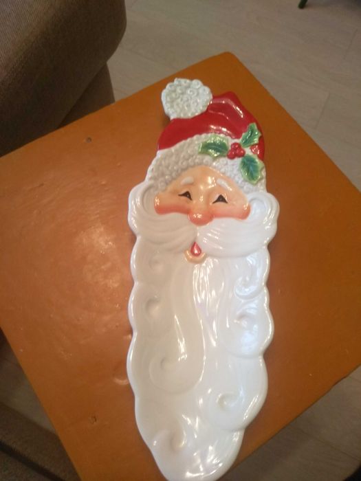 Блюдо фарфор новогодняя санта