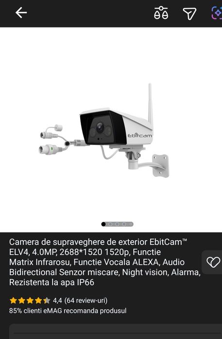 2x Camere supraveghere EbitCam ELV4 4MP WiFi, 1520p, IP66