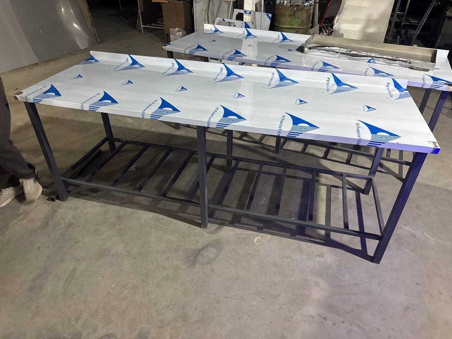 Стол с металлическим каркасом большой заготовочный stol nerj metal