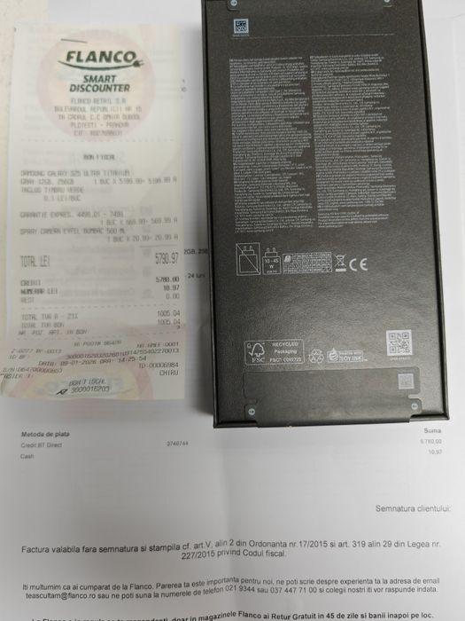 Samsung Galaxy S25 Ultra5G /256 GB /Sigilat cu factura extra garanție