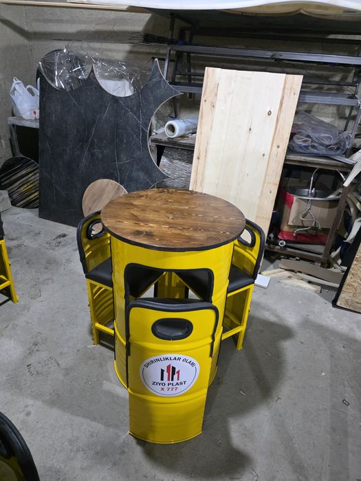 Мебель из бочек , стол стул, бар,фудтрак учун мебель ,лого дизайн ,