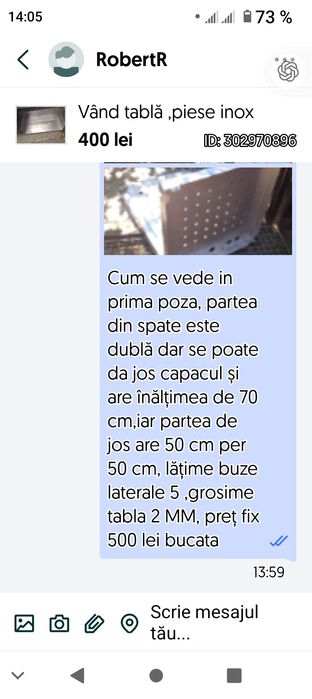 Vând tablă ,piese inox