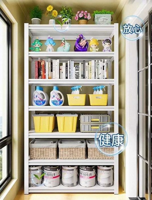 Стеллаж для балкона с прочными полками для банок и бытовых вещей