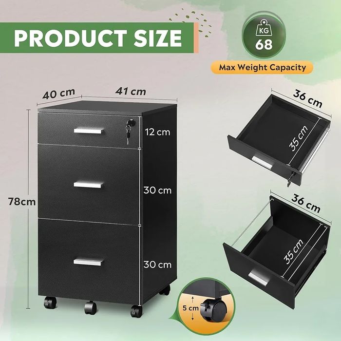 Акцентен  Офис шкаф с 3бр. чекмеджета за документи,със заключване