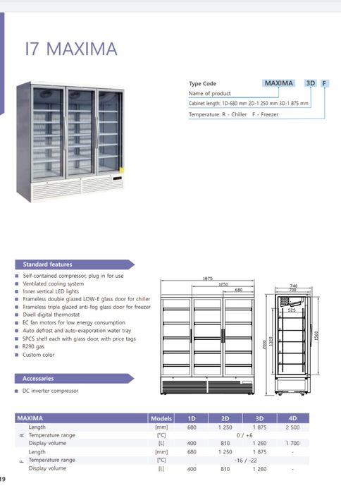 Vitrina frigorifica verticala cu 4 usi - Maxima 4DR / Refrigerare