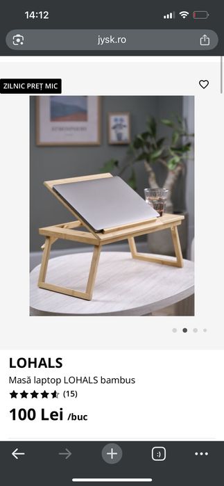 Masă laptop din lemn Jysk