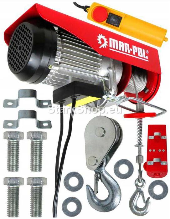 Електрическа въжена лебедка 300 / 600 кг 12 м 1200W Mar-Pol