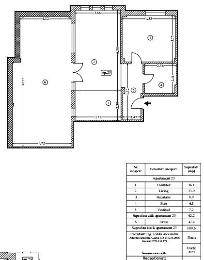 Apartament cu 2 camere, terasă spațioasă, loc de parcare –Magurele, I