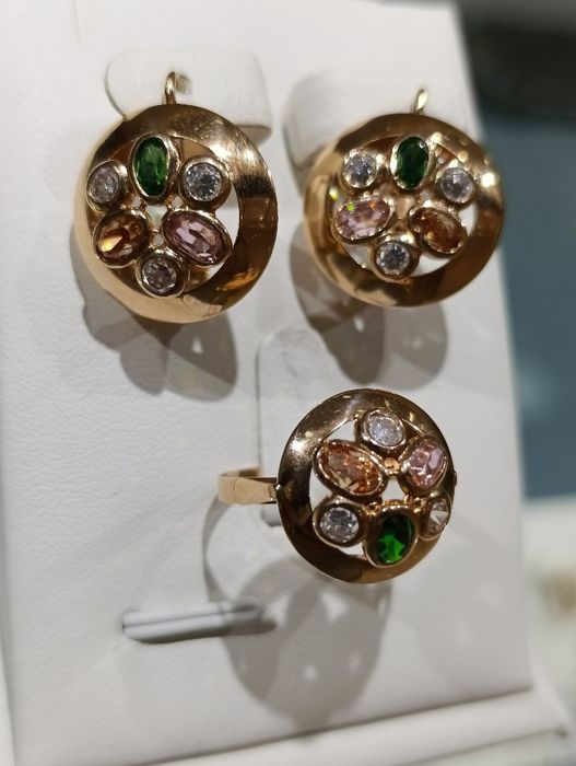 Тилла комплект, сирга. Зирак ва узук ,