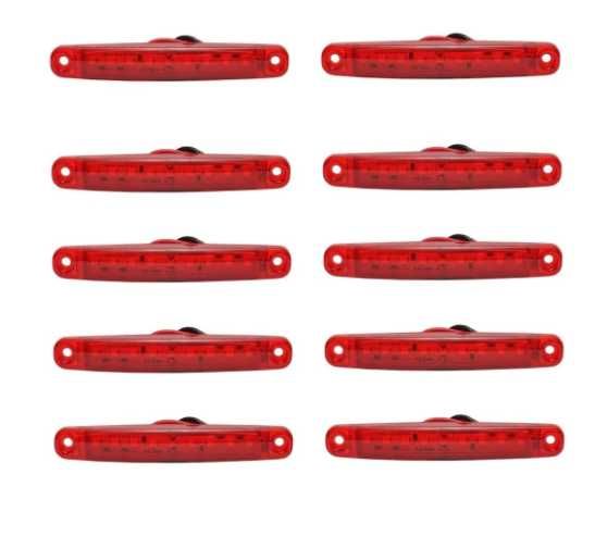10 x Lampa laterala auto - camion 9 SMD 12–24V - ROSU