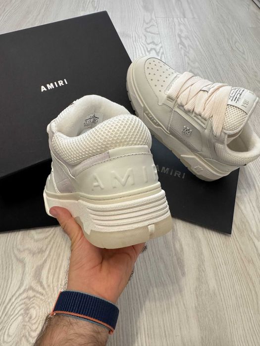 Adidasi Amiri MA-1 Lace-Up Sneakers - White Premium din Piele - NOI