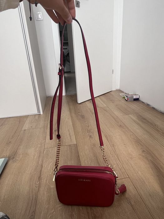 Кожена чанта Michael Kors, червена