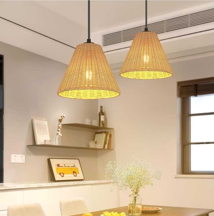 Candelabru de bucatarie din bambus, lampa pandantiv E27